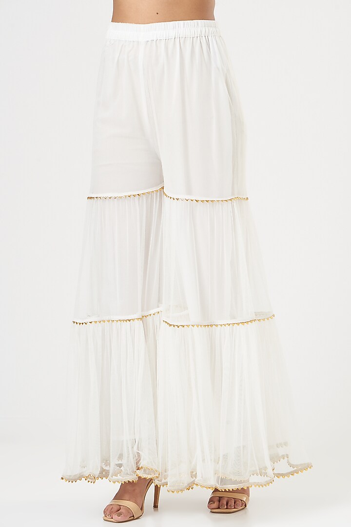 White Net Gharara Set by POSHAAK at Pernia's Pop Up Shop