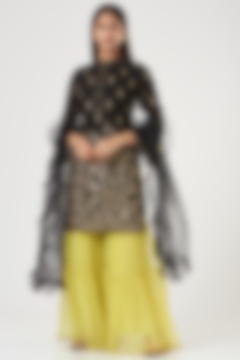 Yellow Georgette Gharara Set by POSHAAK at Pernia's Pop Up Shop