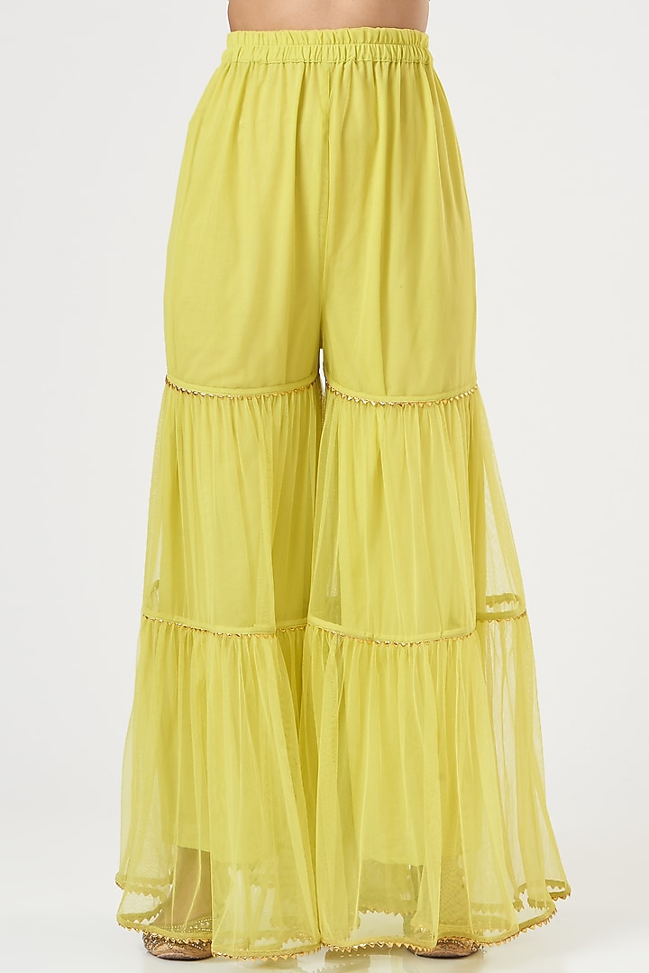 Yellow Georgette Gharara Set by POSHAAK at Pernia's Pop Up Shop