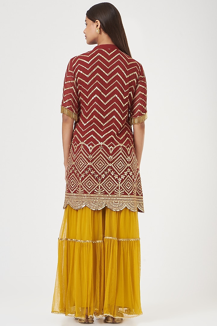 Mustard Net Gharara Set by POSHAAK at Pernia's Pop Up Shop