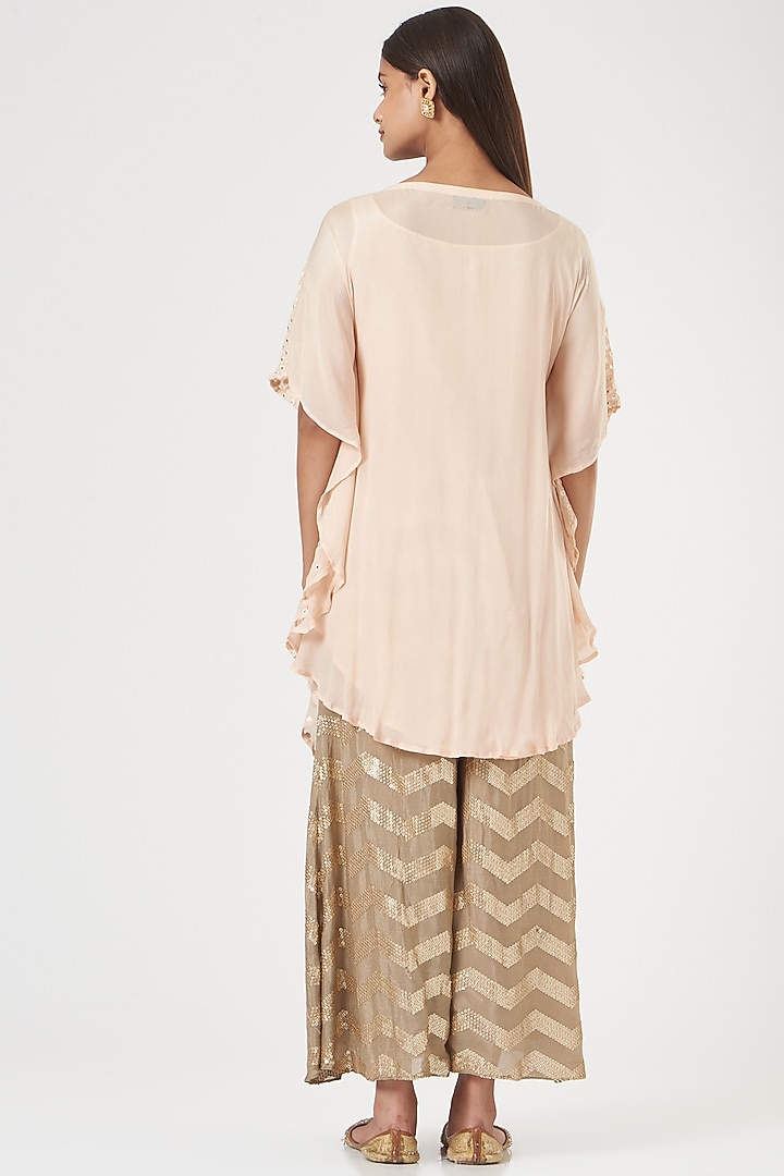 Off-White Cape Set With Mirror Work by POSHAAK at Pernia's Pop Up Shop