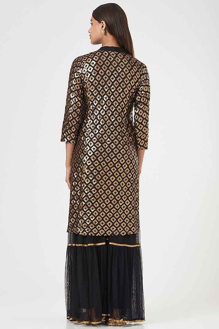 Black Embroidered Gharara Set by POSHAAK at Pernia's Pop Up Shop