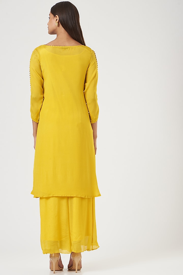 Yellow Embroidered Tunic Set by POSHAAK at Pernia's Pop Up Shop