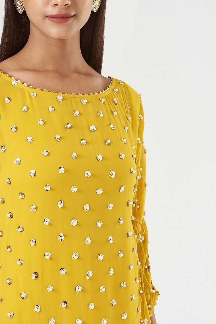 Yellow Embroidered Tunic Set by POSHAAK at Pernia's Pop Up Shop