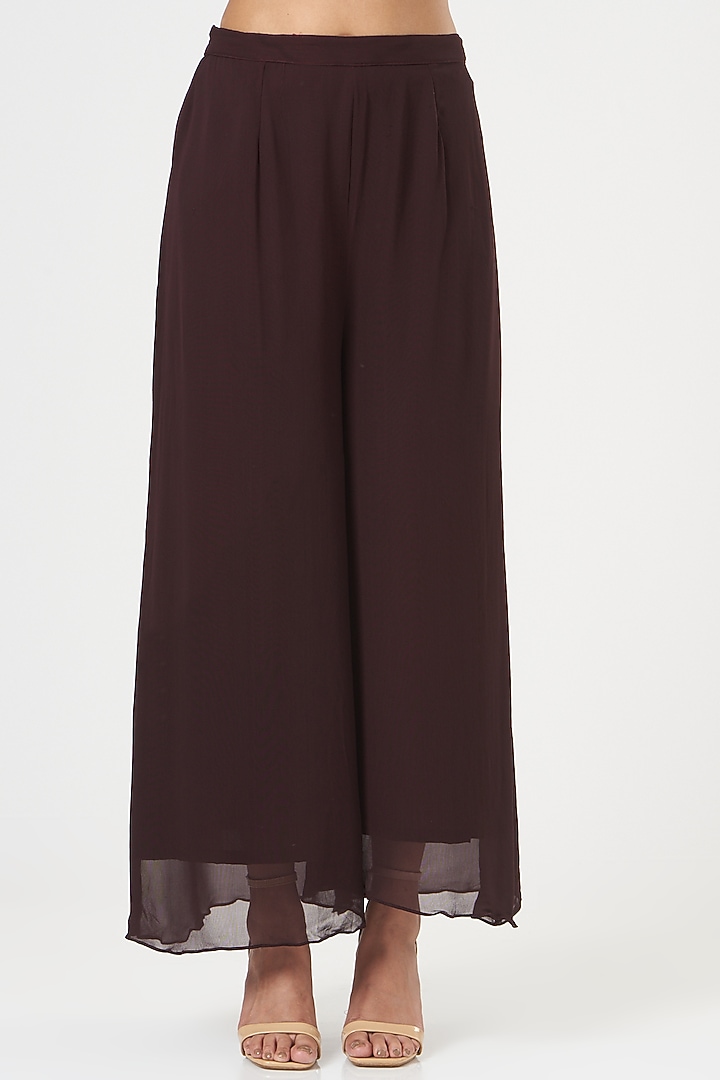Brown Gown With Embroidered Jacket by POSHAAK at Pernia's Pop Up Shop