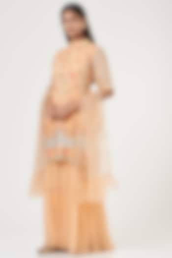 Peach Georgette Gharara Set by POSHAAK at Pernia's Pop Up Shop