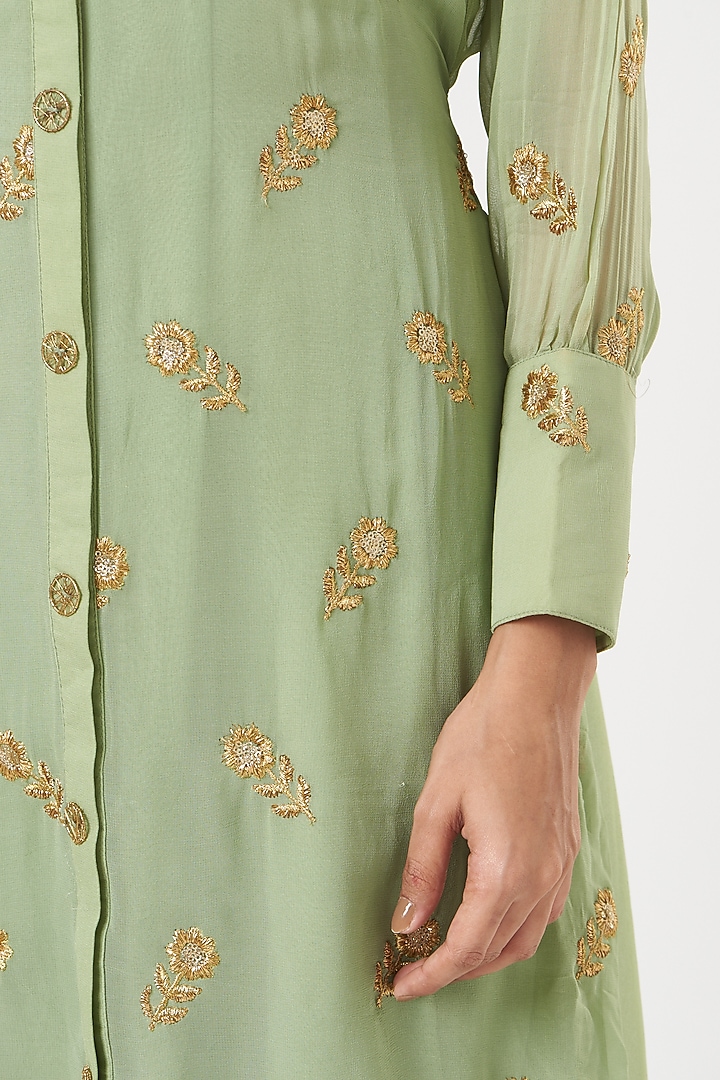 Mint Green Embroidered Summer Dress by POSHAAK at Pernia's Pop Up Shop