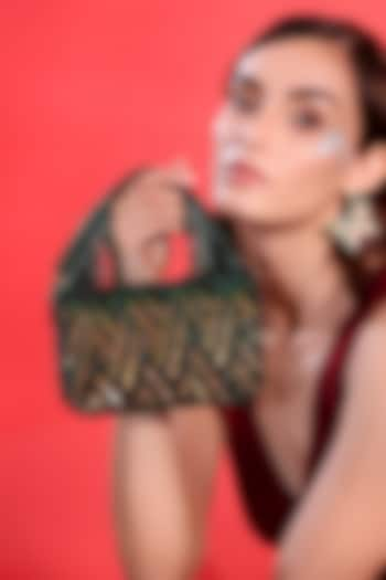 Green Velvet Embellished Handbag by POUT AT NINE at Pernia's Pop Up Shop