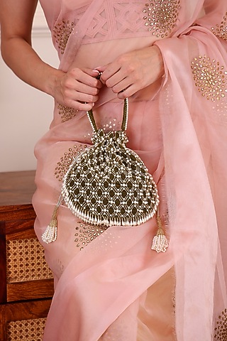 Moss Velvet Embellished Potli by POUT AT NINE