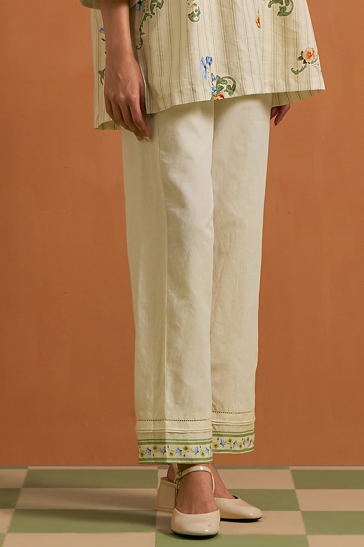 Ivory Tencel Hemp Hand Embroidered Co-Ord Set by POZRUH at Pernia's Pop Up Shop