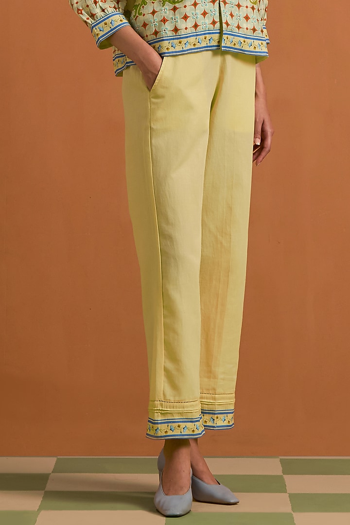 Yellow Hemp Crystal Embellished Co-Ord Set by POZRUH at Pernia's Pop Up Shop
