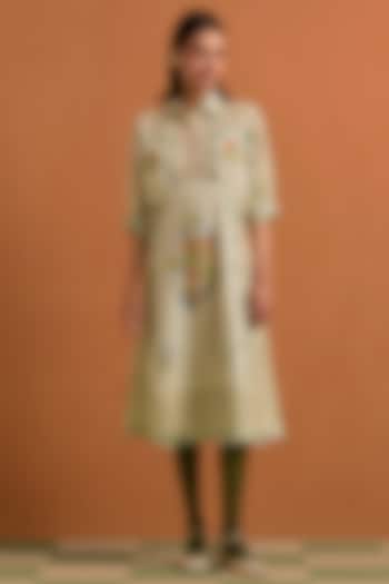 Ivory Tencel Hemp Printed Kimono-Style Vacation Dress by POZRUH at Pernia's Pop Up Shop