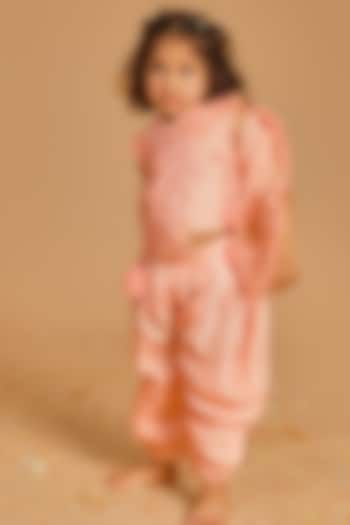 Blush Pink Viscose Silk Dhoti Set For Girls by Poochkie at Pernia's Pop Up Shop