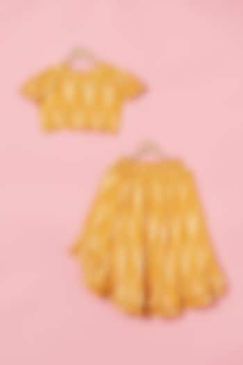 Yellow Cotton Printed Printed Lehenga Set For Girls by Poochkie at Pernia's Pop Up Shop