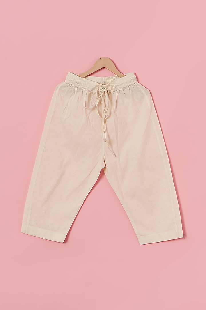 Ivory Cotton Pant Set For Girls by Poochkie at Pernia's Pop Up Shop