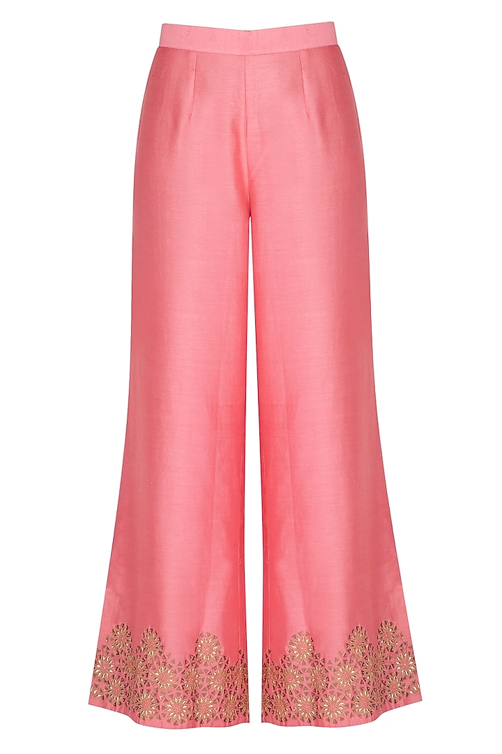 Fuschia embroidered kurta with pants by POULI at Pernia's Pop Up Shop