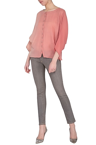 Pink ombre kimono shirt by POULI