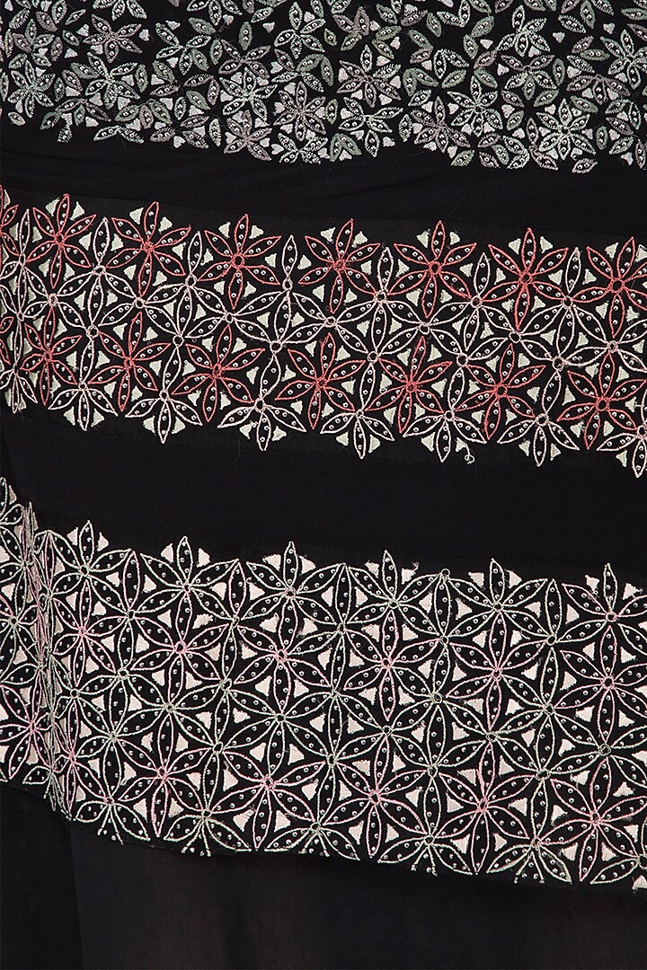 Black embroidered Wedding Anarkali set by POULI at Pernia's Pop Up Shop