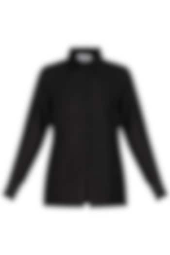 Black slit sleeve shirt by POULI at Pernia's Pop Up Shop