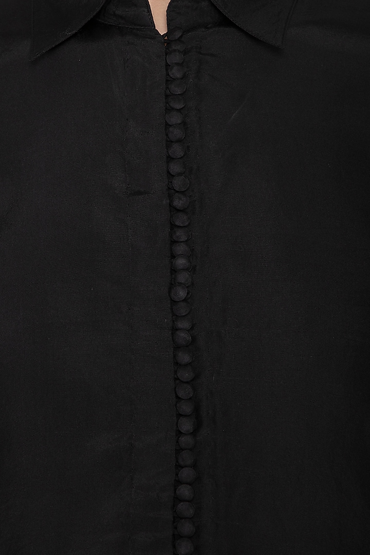 Black slit sleeve shirt by POULI at Pernia's Pop Up Shop