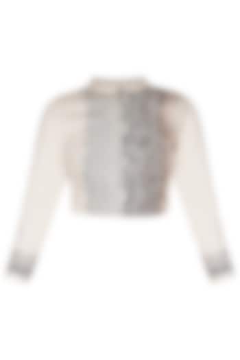 Off white embroidered bolero jacket by POULI
