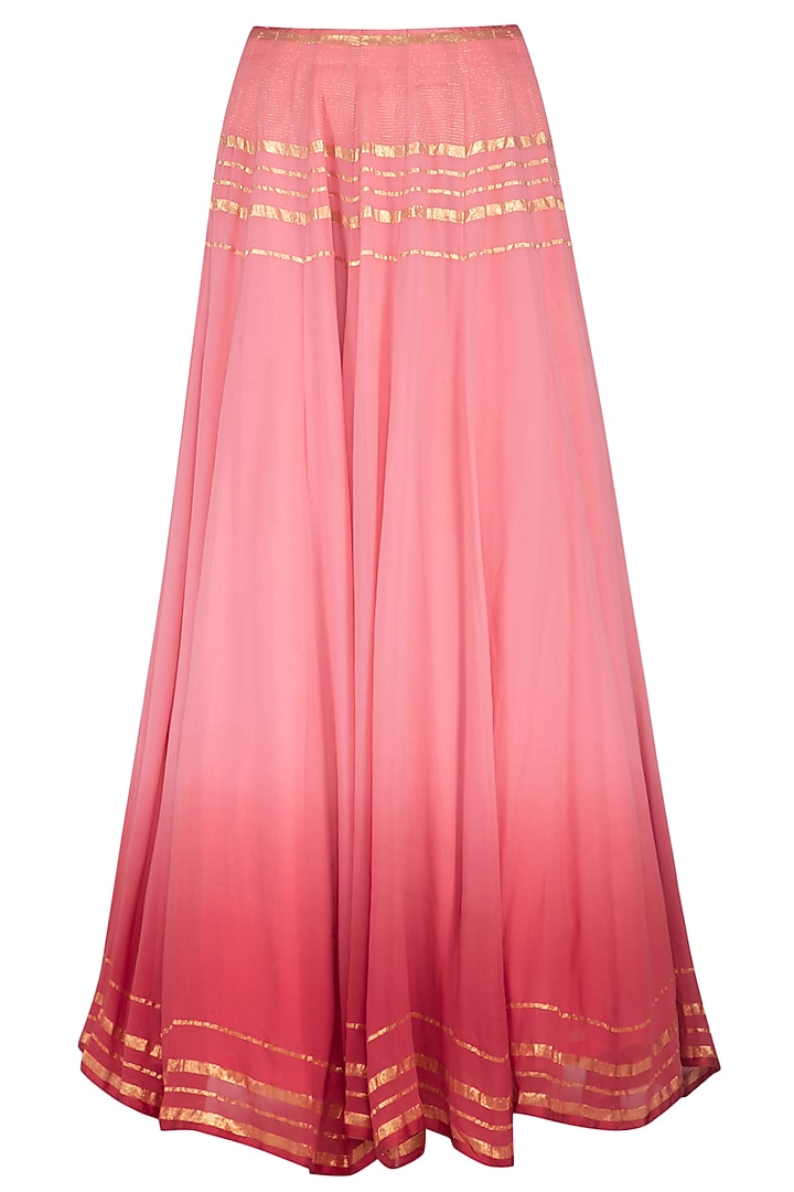 Coral embroidered jacket with lehenga skirt by POULI at Pernia's Pop Up Shop