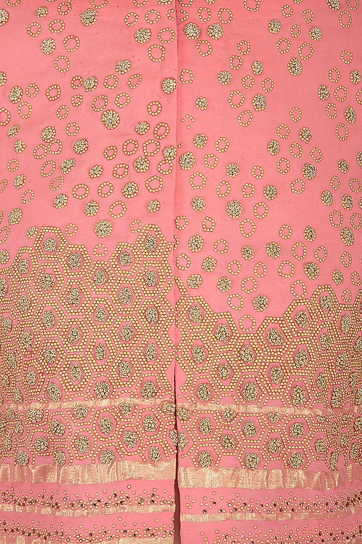 Coral embroidered jacket with lehenga skirt by POULI at Pernia's Pop Up Shop