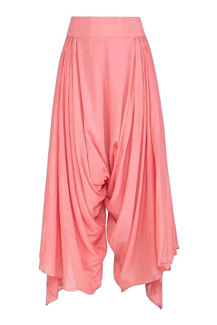 Fuchsia Hand Embroidered Ombre Kurta With Draped Crotch Pants by POULI at Pernia's Pop Up Shop