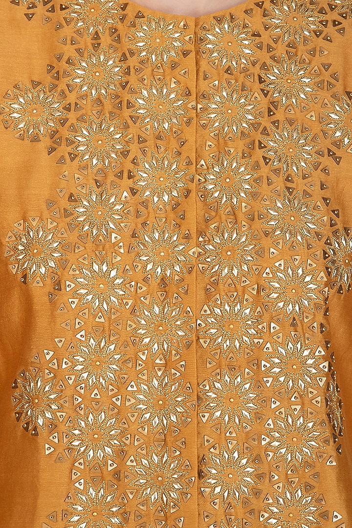 Yellow Hand Embroidered Ombre Kurta With Draped Crotch Pants by POULI at Pernia's Pop Up Shop