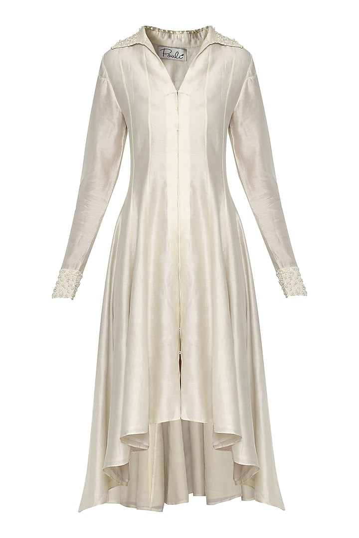 Off white kalidar asymmetrical dress available only at Pernia's Pop Up Shop.