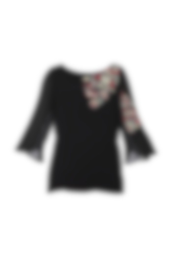 Black Embroidered French Knot Top by POULI