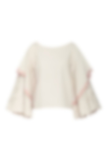 White Embroidered Boxy Double Layered Top by POULI