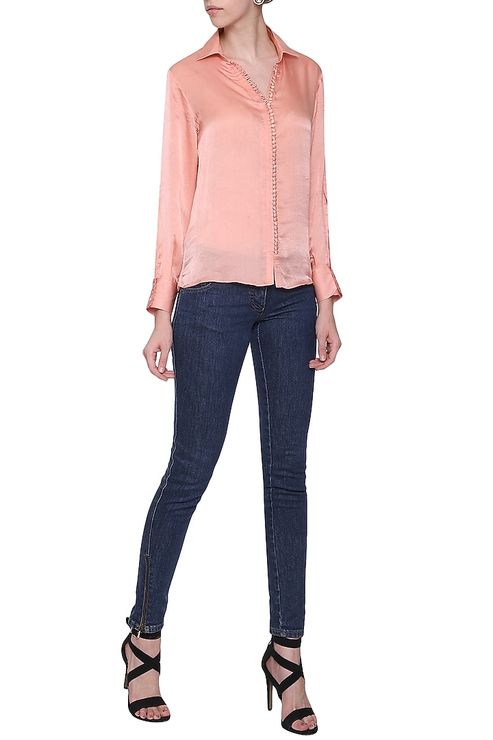 Dusky pink button down shirt available only at Pernia's Pop Up Shop.