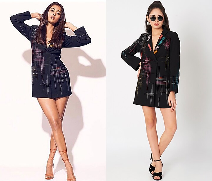 Black Embellished Double Breasted Coat Cocktail Dress by Shahin Mannan at Pernia's Pop Up Shop