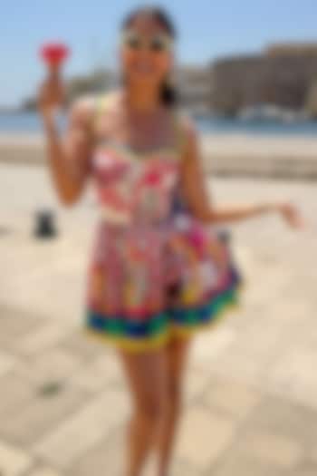 Multi-Colored Habutai Paisley Printed Mini Flared Vacation Dress by Saaksha & Kinni at Pernia's Pop Up Shop