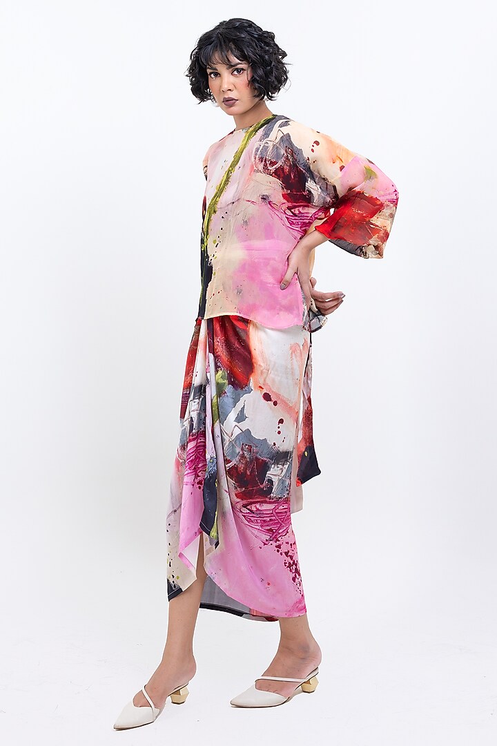 Multi-Colored Organza Printed Top by POP SUGAR at Pernia's Pop Up Shop