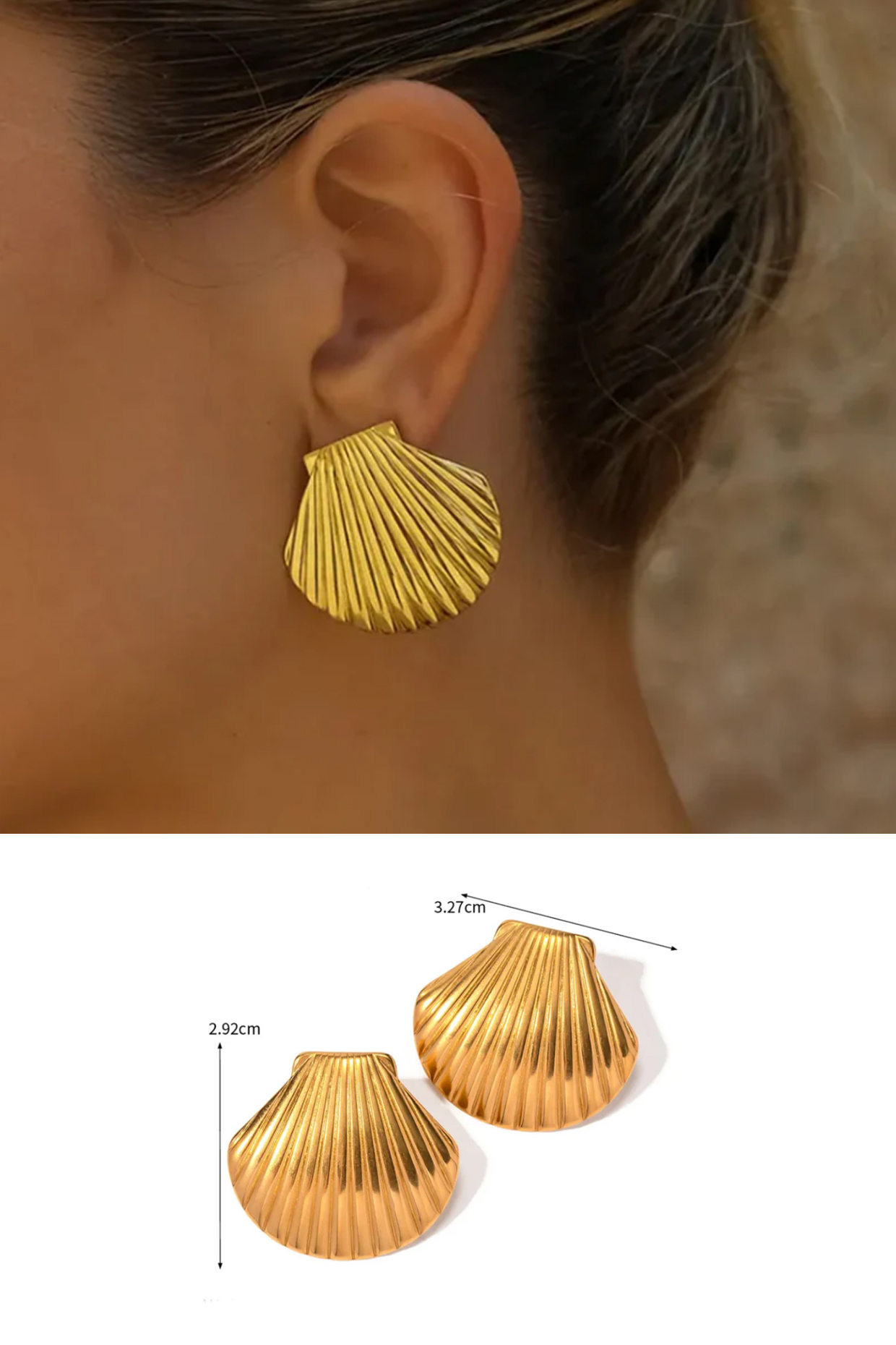 Gold Plated Summer Shell Stud Earrings by Peachy Accessories at Pernia's Pop Up Shop