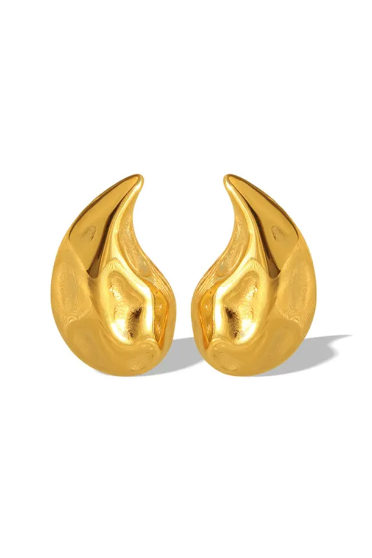 Gold Plated Textured Drop Stud Earrings by Peachy Accessories at Pernia's Pop Up Shop