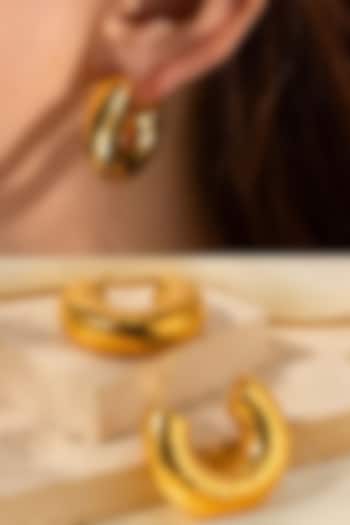 Gold Plated Textured Chunky Hoop Earrings by Peachy Accessories at Pernia's Pop Up Shop