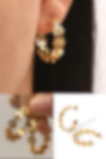 Gold Plated Floral Hoop Earrings by Peachy Accessories at Pernia's Pop Up Shop