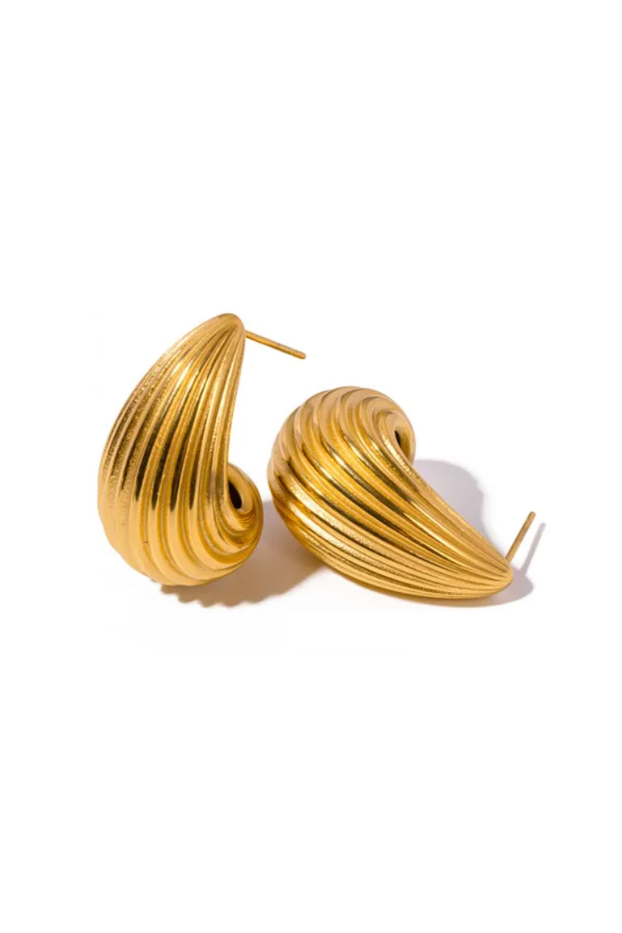Gold Plated Textured Drop Stud Earrings by Peachy Accessories at Pernia's Pop Up Shop