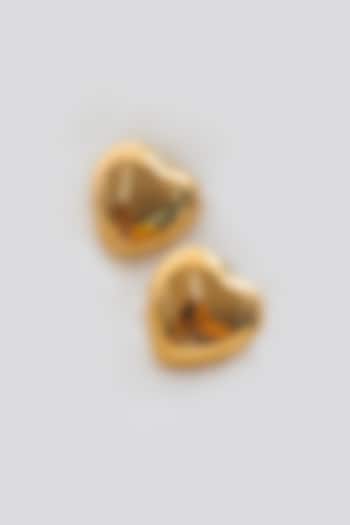 Gold Plated Chunky Heart Stud Earrings by Peachy Accessories at Pernia's Pop Up Shop