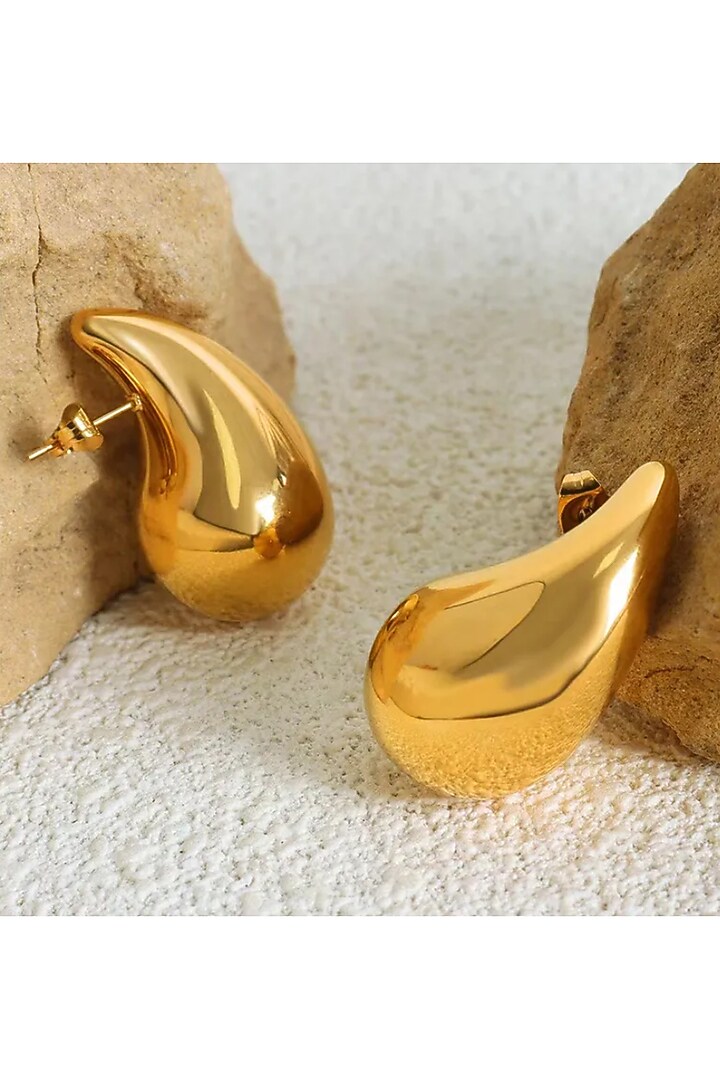 Gold Plated Drop Stud Earrings by Peachy Accessories at Pernia's Pop Up Shop