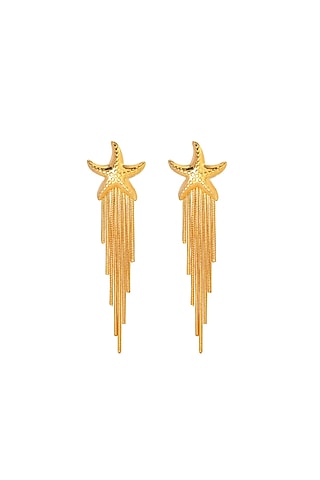 Gold Plated Star Dangler Earrings by Peachy Accessories