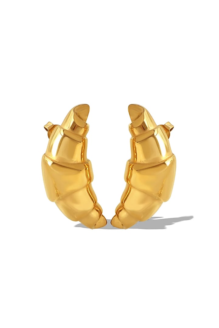 Gold Plated Croissant Stud Earrings by Peachy Accessories at Pernia's Pop Up Shop