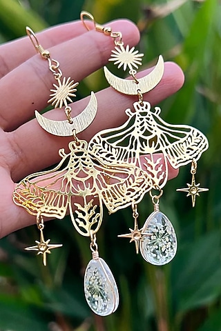 Gold Plated Bohemian Bee Dangler Earrings by Peachy Accessories
