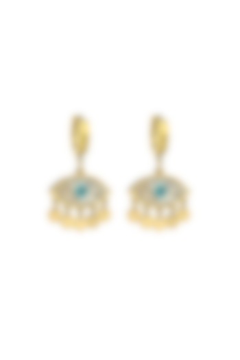 Gold Plated Evil Eye Dangler Earrings by Peachy Accessories at Pernia's Pop Up Shop