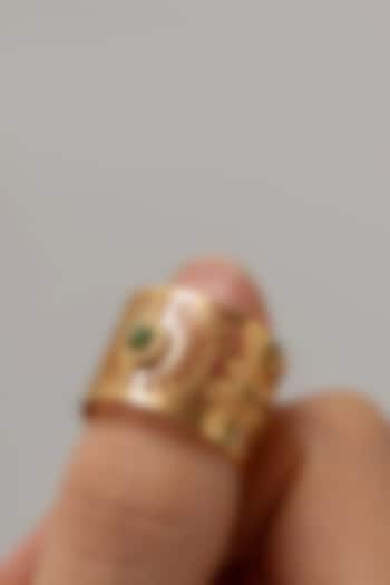 Gold Plated Floral Cut Adjustable Ring by Peachy Accessories at Pernia's Pop Up Shop