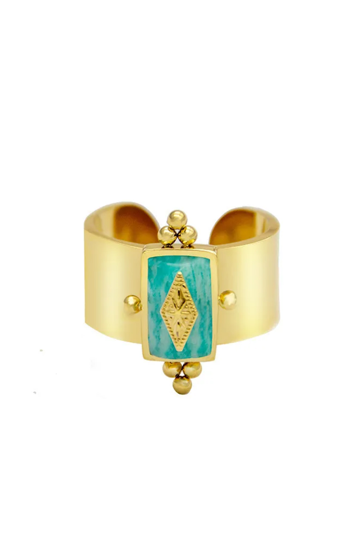 Gold Plated Royal Armor Stone Adjustable Ring by Peachy Accessories at Pernia's Pop Up Shop