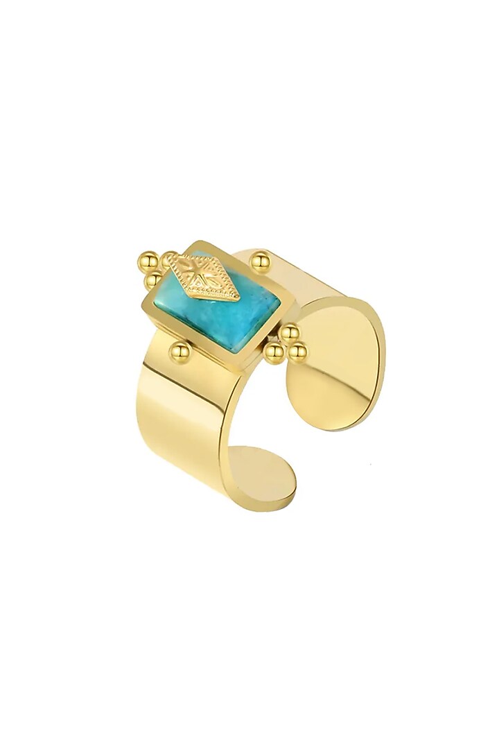 Gold Plated Royal Armor Stone Adjustable Ring by Peachy Accessories at Pernia's Pop Up Shop